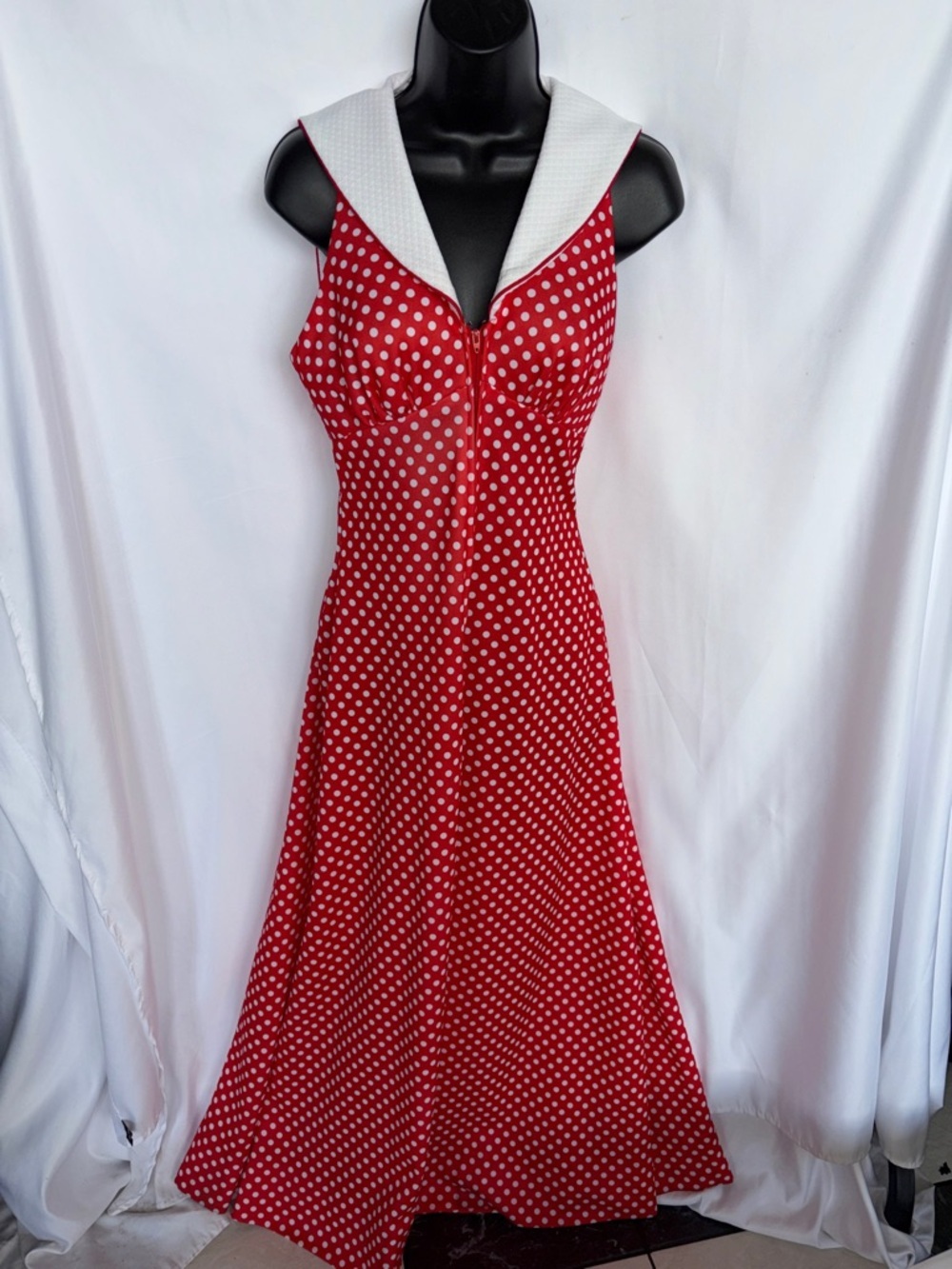 Vtg Jack Hartley Miami Americana USA 60s 70s Polka dot Sailor Halter Maxi Dress